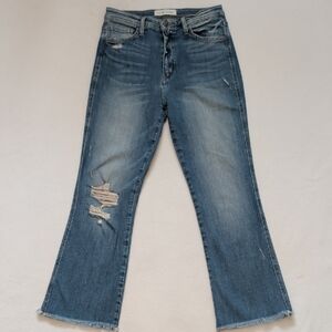 Flying Monkey Cropped Distressed Blue Jeans